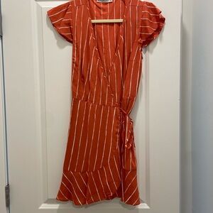 Abercrombie & Fitch Orange Asymmetrical Sundress with Puff Sleeves